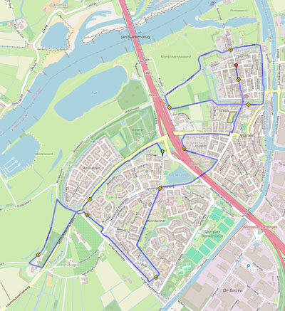 landkaartje met route 10km