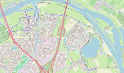 landkaartje met route 15km