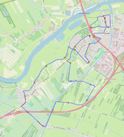landkaartje met route 21km