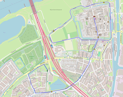 landkaartje met route 5km