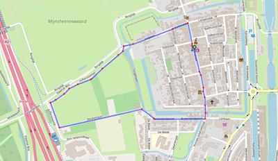 landkaartje met route 2km Kidsrun